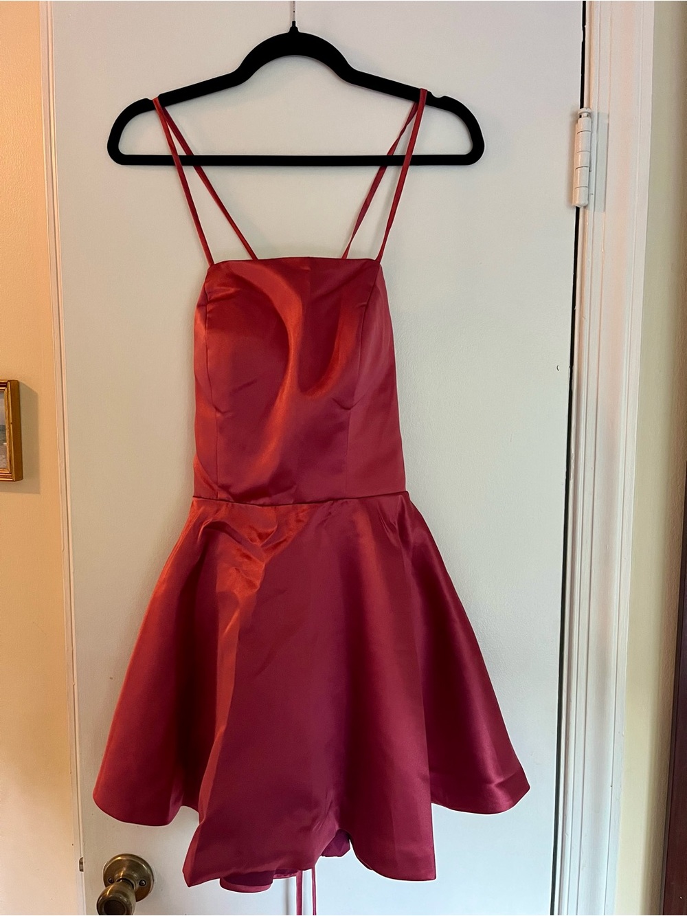Girls' Red Satin Spaghetti-Strap Party Dress – Twirl Skirt